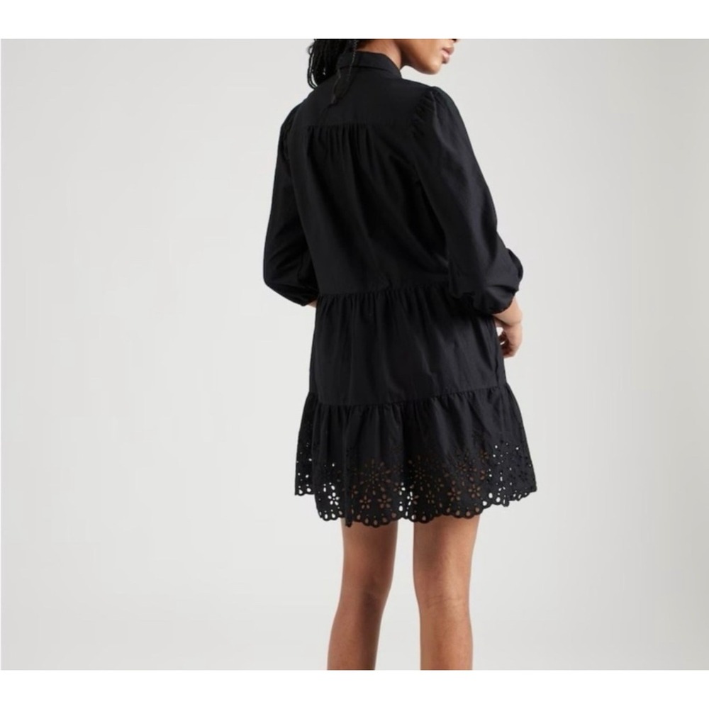 GAP Black Mini Dress Eyelet Tiered 3/4
Sleeve Shirt Dress Large - Picture 2 of 11